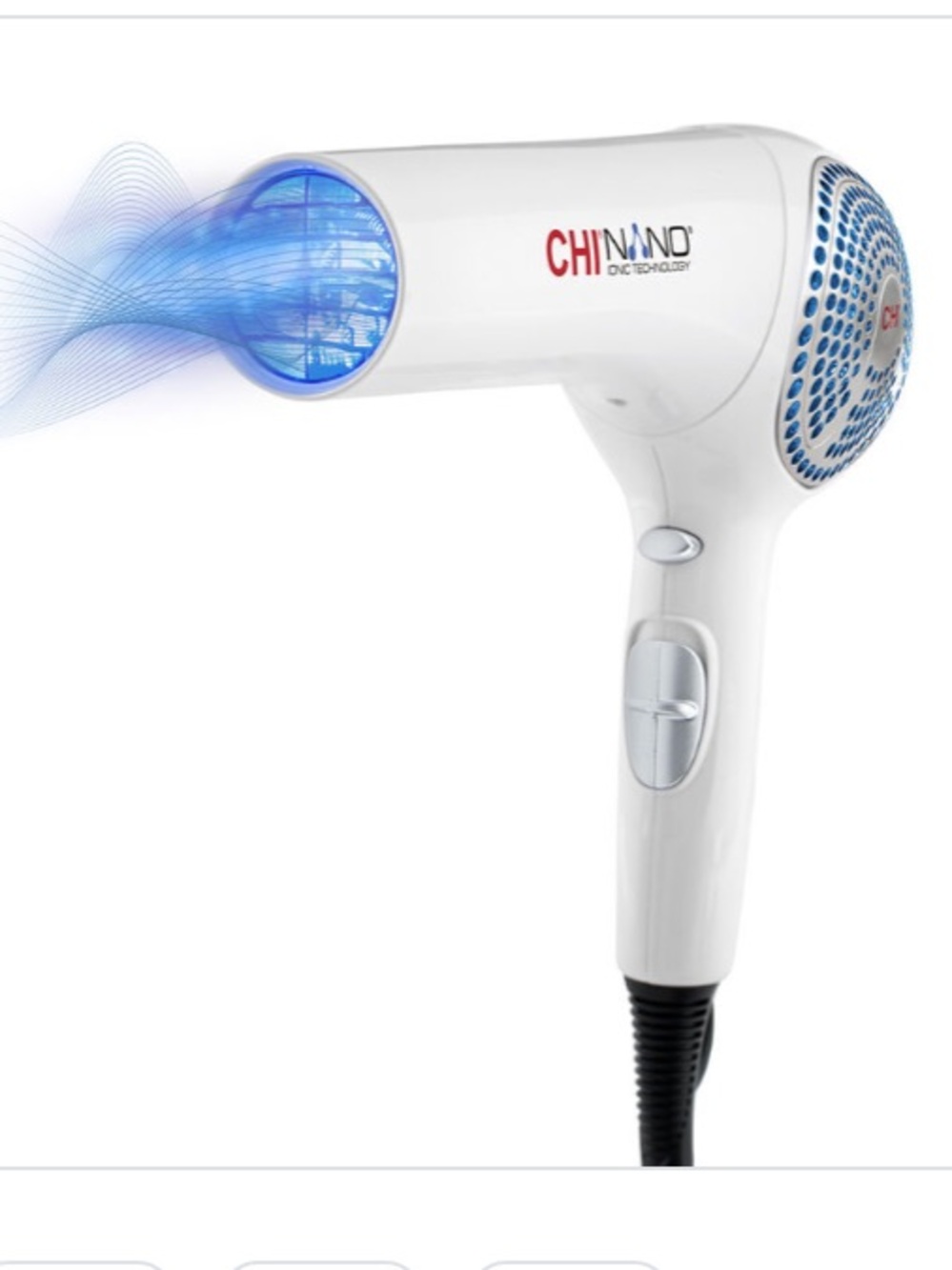 CHI Nano White & Blue Travel Hair Dryer - Compact Ionic Styling